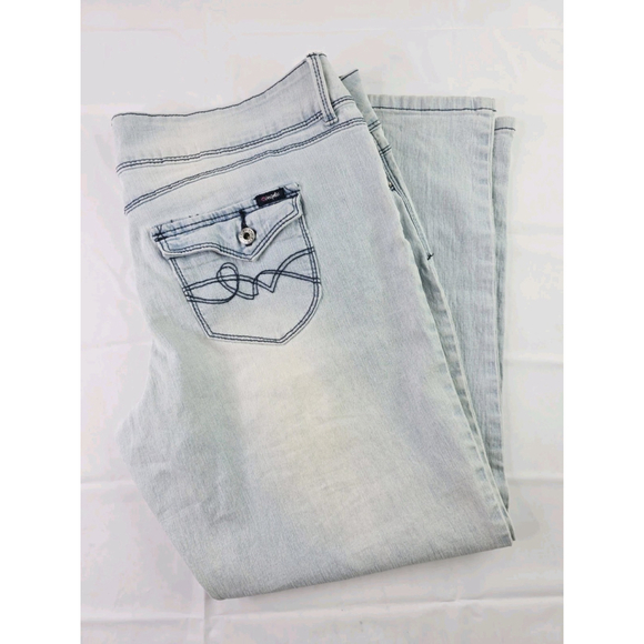 Angels Denim - Angels Y2K Light Wash Low Rise Cropped Denim Stretchy Pants Women's Size 17